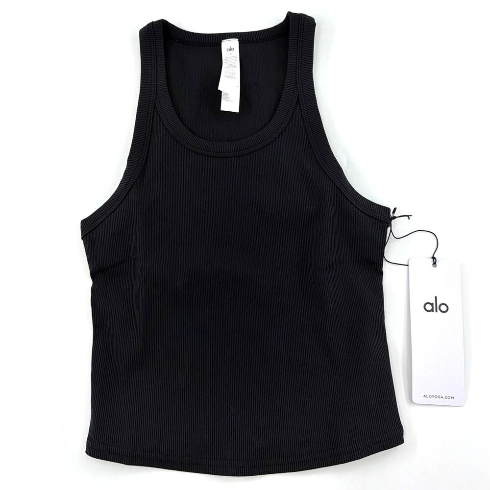 Alo Yoga Black Goddess Ribbed Go-To Tank Top Size M - Picture 3 of 9
